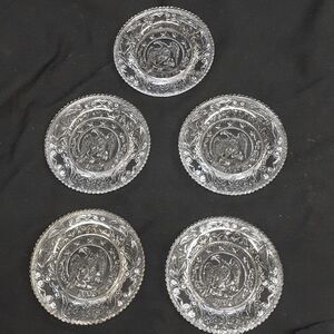 5 pc set VTG 3.5" Westmoreland Clear Sandwich Glass 1831 Liberty Eagle Clear MIN